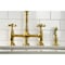 Kingston Brass KS1277AXBS Heritage Bridge Kitchen Faucet W/Brass Sprayer, Brass KS1277AXBS - alternate 3
